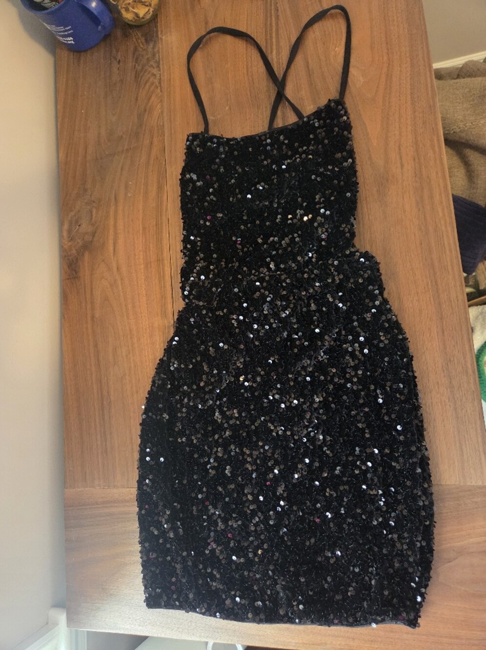 Black Sequin Strapless Evening Dress Top